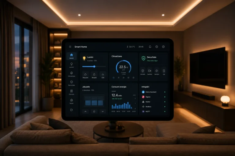 Controlul iluminatului, climatizării și securității dintr-o singură platformă Smart Home.